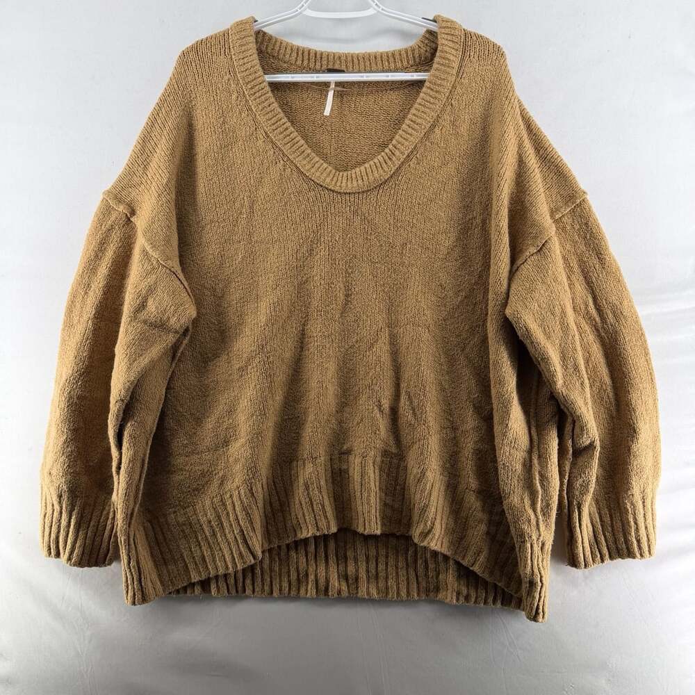 1583 Free People Brookside Sweater Size L Camel Brown Knit